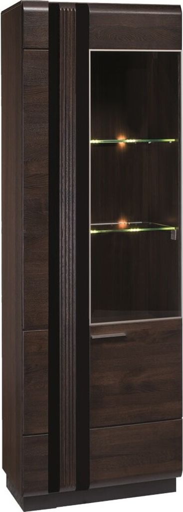 Furniture24 Vitrine links Porti 10 Vitrinenschrank Eiche Massivholz Naturfurnier Eich Schoko
