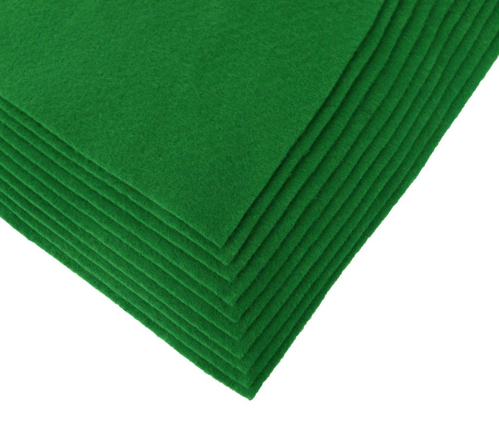 Bastelfilz Bögen 10er-Pack flex Filz DIN A4, Stärke 1,5-2mm, Filzplatte, dunkelgrün