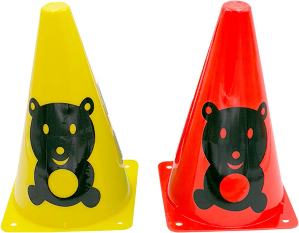 Cône de signalisation pour école jaune 23 cm vinyle motif ours