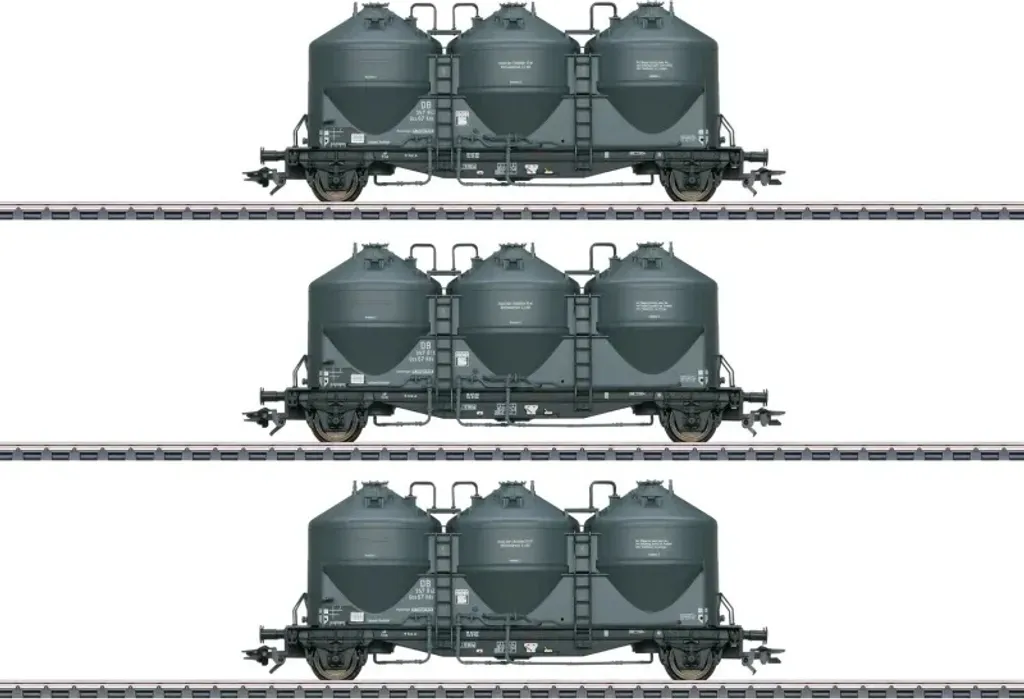 Coffret Märklin 48264 Wagons Silos Kds 67 avec Détails Fins et Châssis Métal
