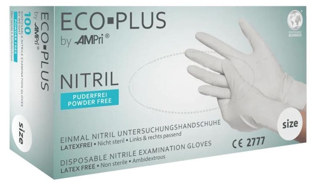 ECO-PLUS, Nitril-Untersuchungshandschuh, puderfrei, weiß, Produktbild 