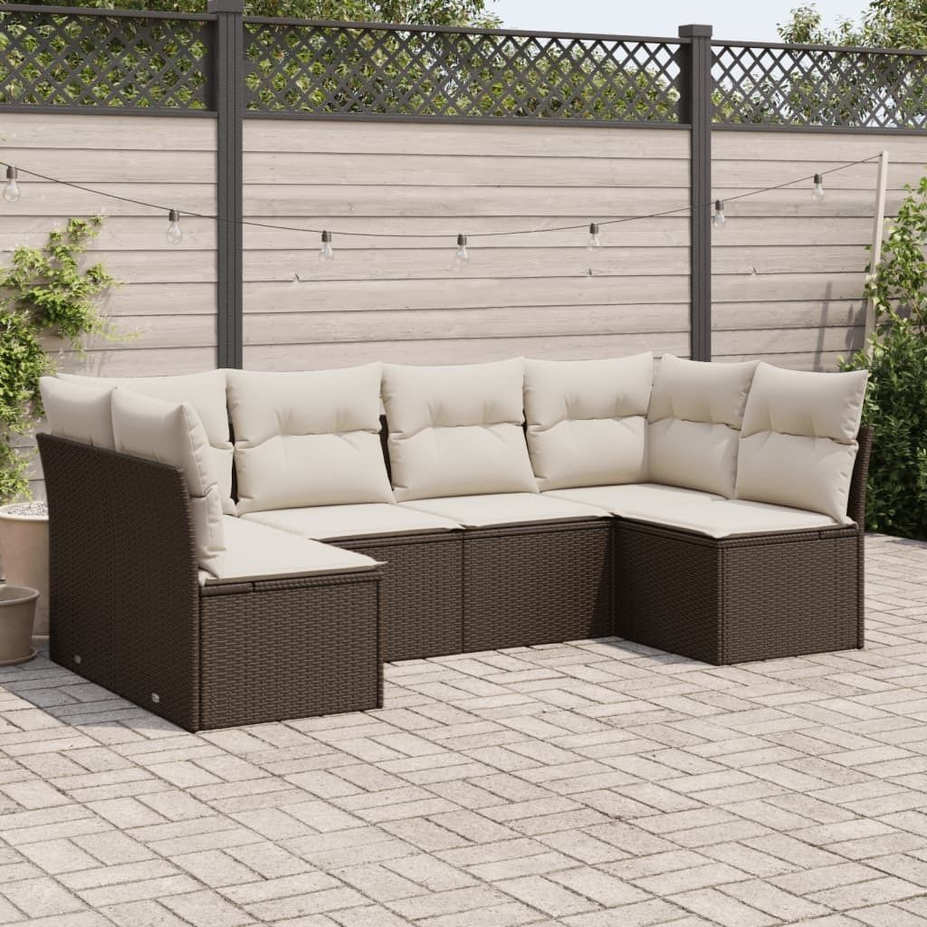 Maison Exclusive - 6-tlg. Garten-Sofagarnitur mit Kissen Braun Poly Rattan
