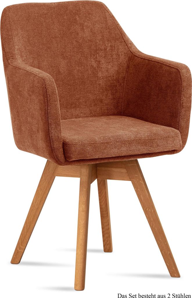 Armlehnstuhl drehbar (2er-Set) Dorry 57x87x60 Eiche geölt/Cognac