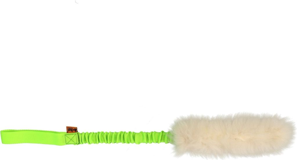 Dingo Zerrspielzeug für Hunde aus natürlichem Schaffell mit Bungee-Griff Grün 55 cm
