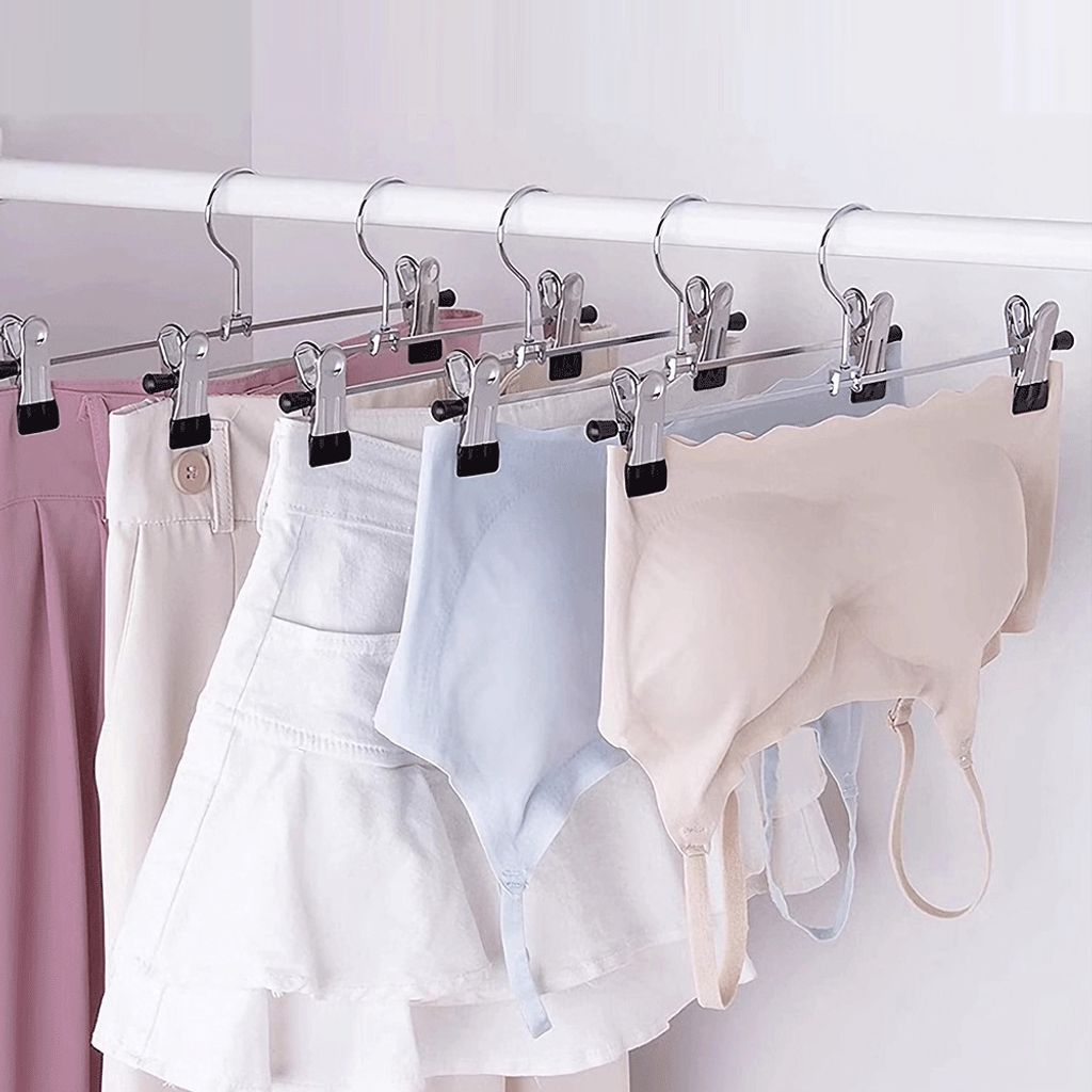 30 Stück Hosenbügel Klemmbügel Edelstahl mit rutschfest Clips Rockbügel