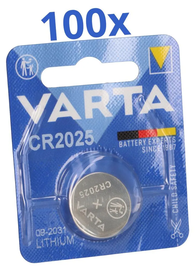 VARTA CR2025 3V Solution Anti-Panne Énergie - Lot 100 Piles Lithium Longue Vie