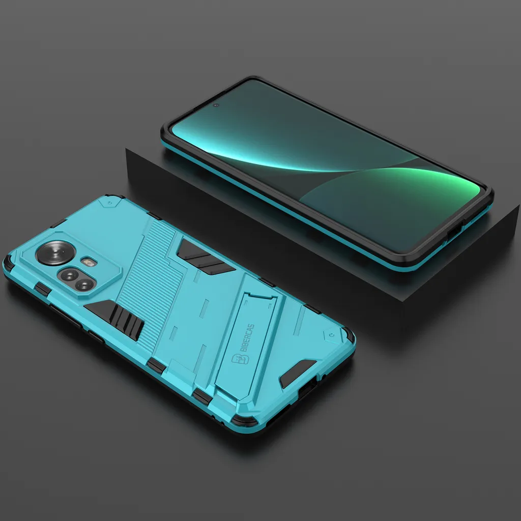 FTRONGRT Xiaomi 12T Pro Cover,Hybrid Dual Layer TPU+PC Custodia, Durevole Manicotto Protettivo Antiurto,Con supporto per cellulare,per Xiaomi 12T Pro- Nero