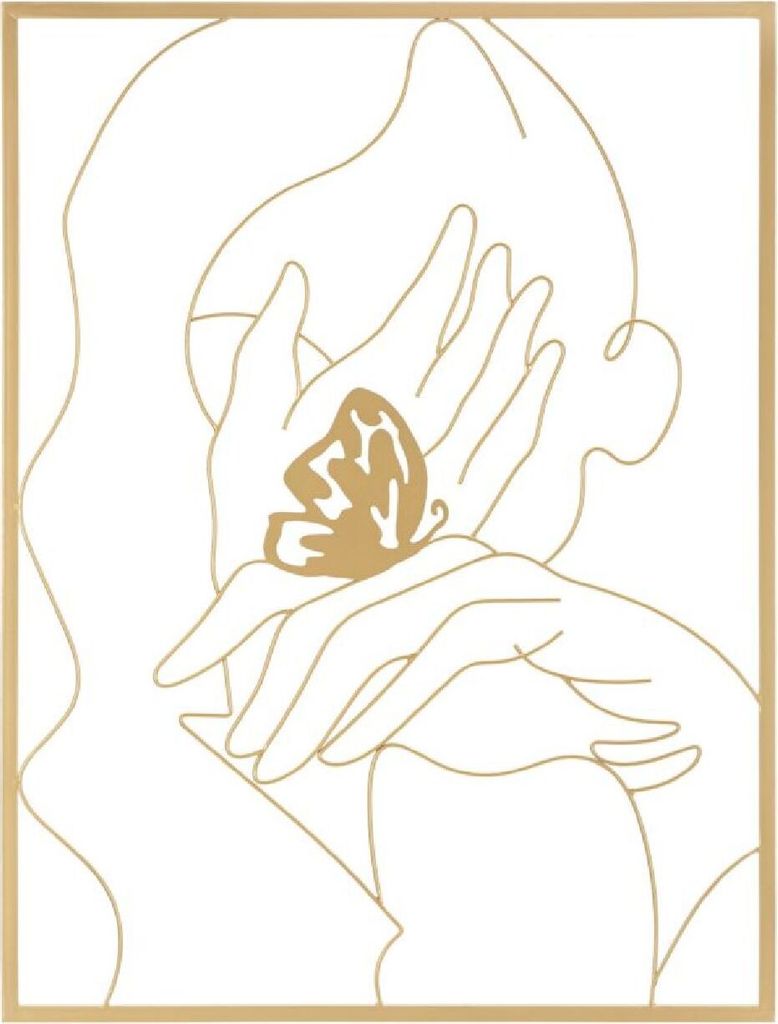 Mauro Ferretti Wandpaneel „Hände im Gesicht“ 60 x 1 x 80 cm, goldfarben