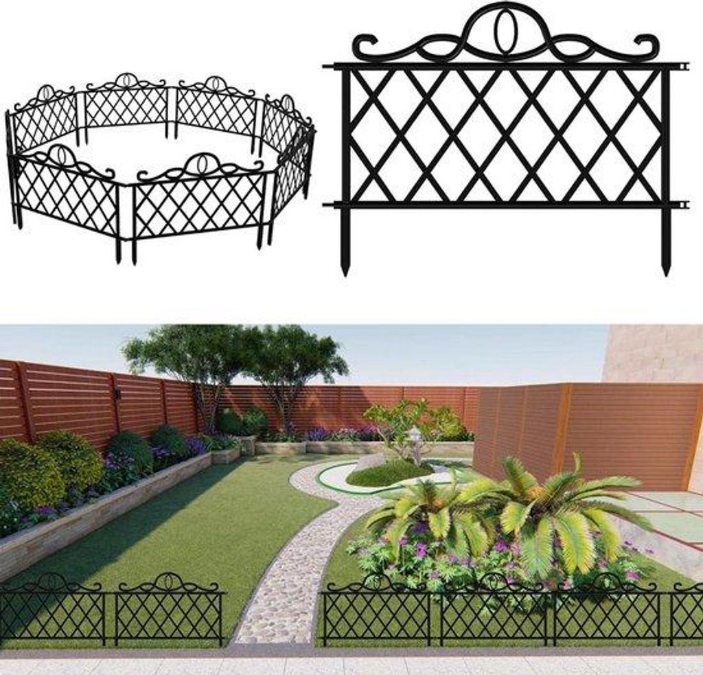 Kunststof tuinomheiningset, 8 stks, 37 m, afneembaar, vorm 1