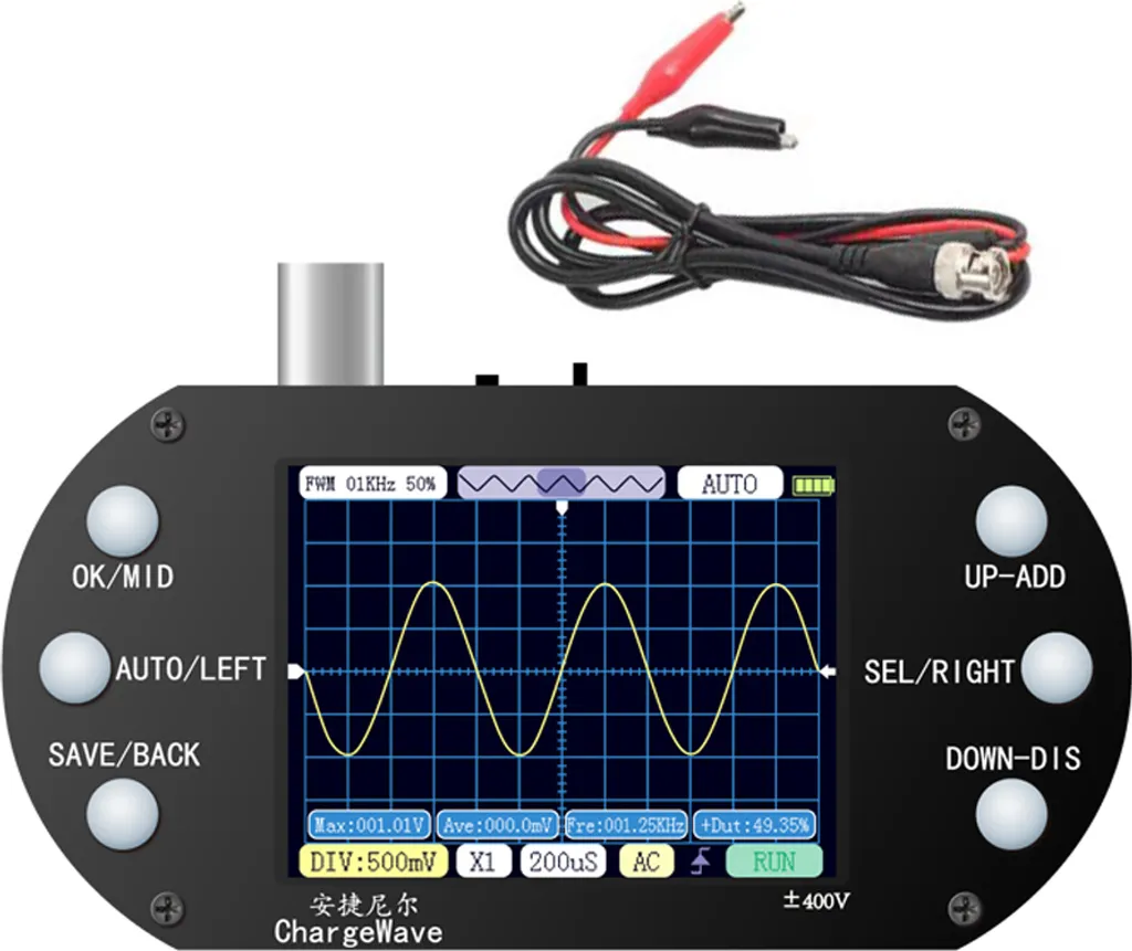 Oscilloscope portable 500KHz : dépannez vos circuits avec précision et facilité