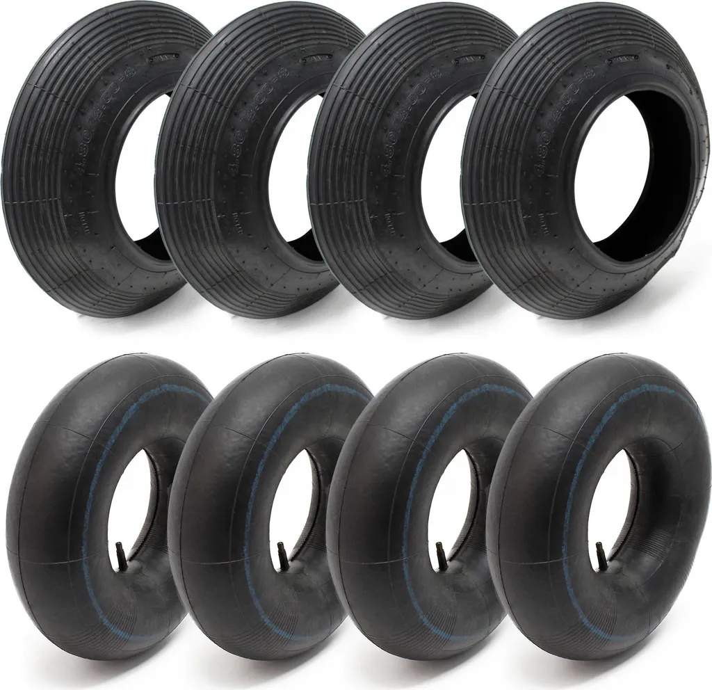 Kit pneu et chambre à air 4.00-8 pour chariot et roue de brouette 4x