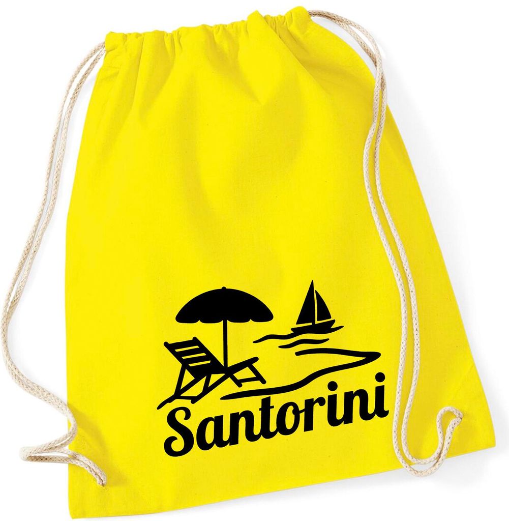 Huuraa Turnbeutel Santorini Griechenland 12 Liter Yellow Baumwolle Rucksack Geschenkidee