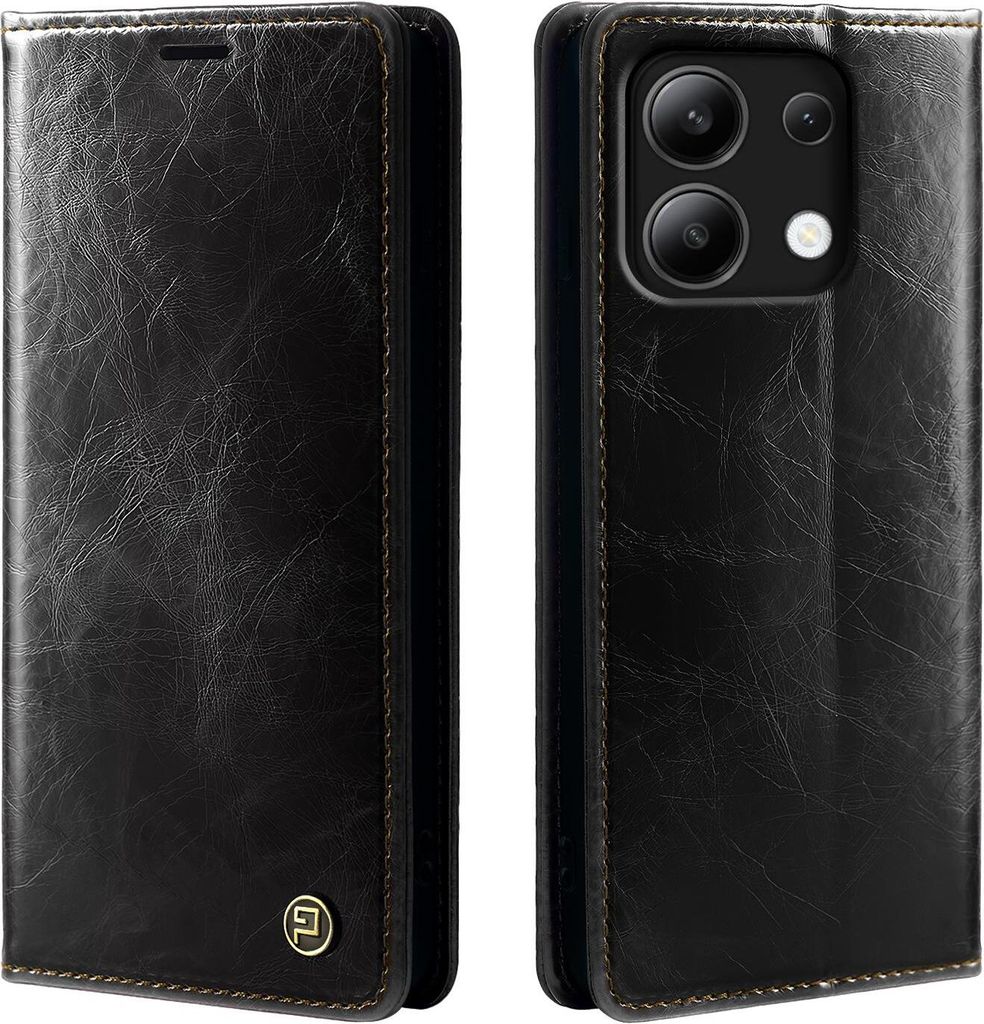 Handyhülle für Xiaomi Redmi Note 13 5G Kunstleder Flip Cover Hülle RFID Schutz Case Kartenfach Farbe: Schwarz