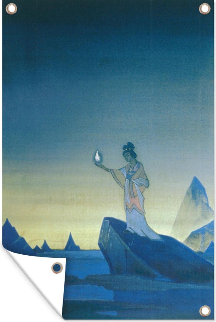 MuchoWow 80x120 cm Outdoor-Poster Gartendeko Sichtschutz Garten Poster für den Garten Agni Yoga - Gemälde von Nicholas Roerich