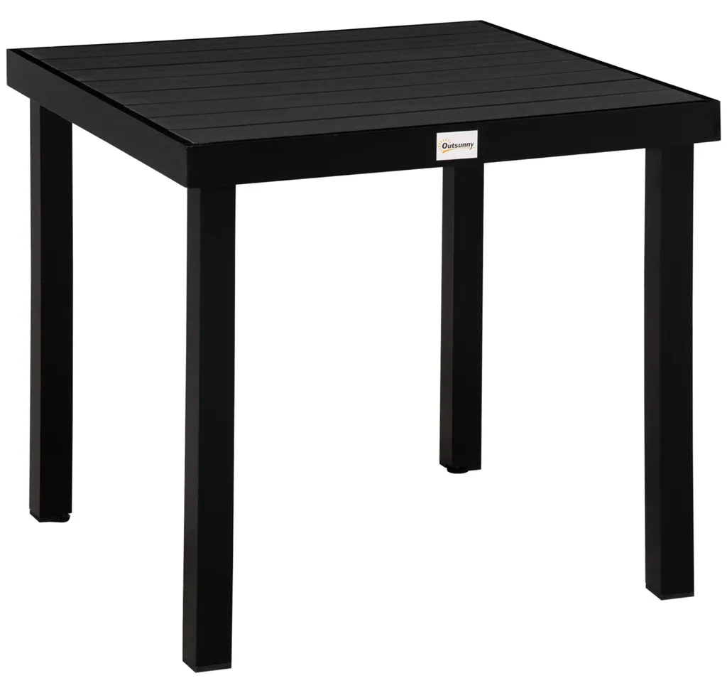 Table de jardin carrée 80x80 cm en aluminium et plastique noir pour 4