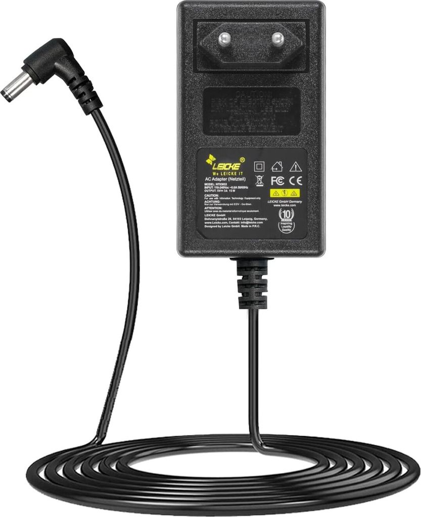 LEICKE Netzteil 5V 3A | Ladegerät 15W für Externe DVD/Blu Ray Laufwerke - Festplatten | Akku, Ladestationen, Smart-Geräte - Für vielfältige An...