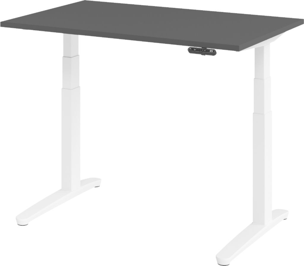 bümö Schreibtisch elektrisch XBHM - Größe: 120 x 80 cm, Nachbildung: Graphit, Gestell: Weiß