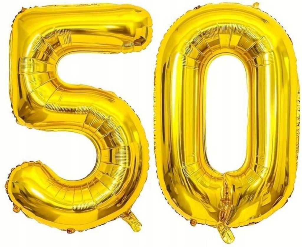 Ballons - Zum 50 Geburtstag - Goldfarbene Folienzahlen - Produktbild 