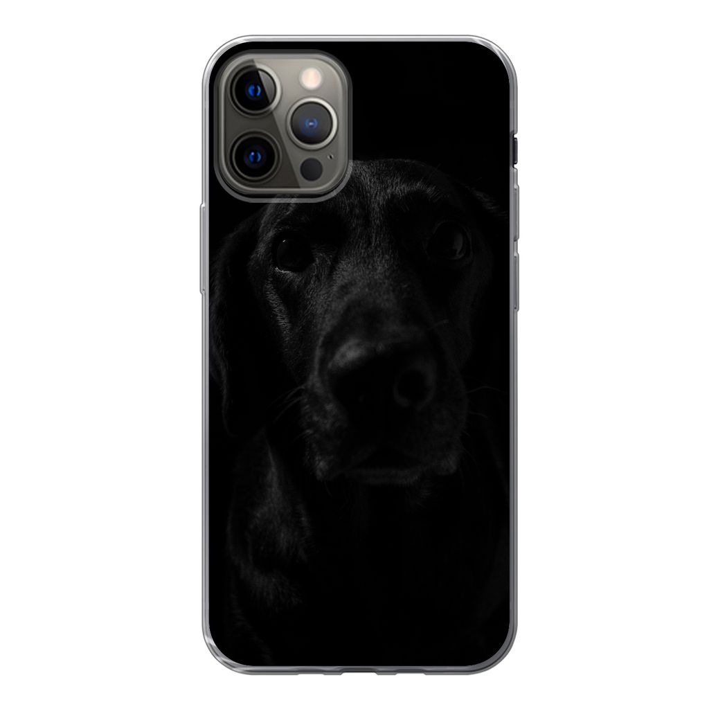 MuchoWow Handyhülle Schutzhülle Hülle für iPhone 13 Pro Hund - Haustier - Schwarz Silikon Softcase Handy Hülle - Handy-Tasche