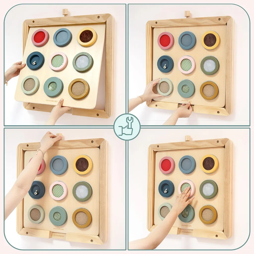 Planche Montessori pour Développer le Toucher - Tableau Bois 9 Textures