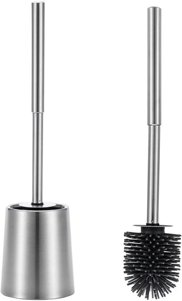 Brosse WC durable en acier gris facile à nettoyer avec support compact