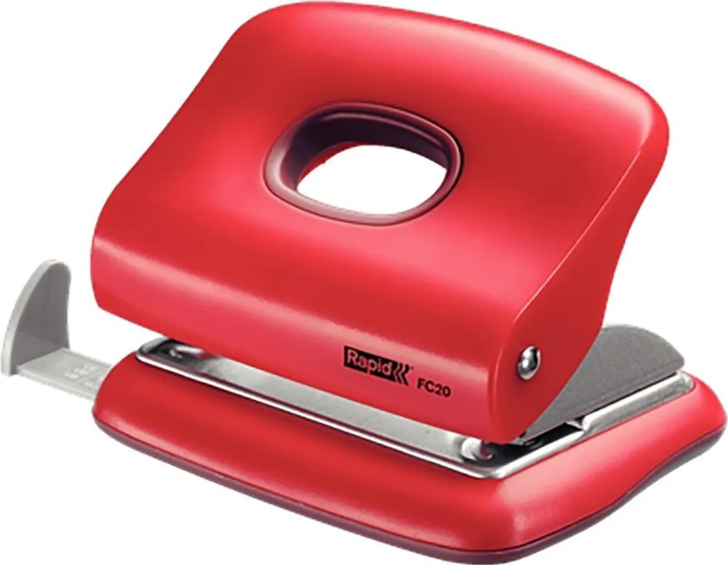 Rapid FC20 Perforatore a 2 Fori Rosso: 20 Fogli e Metallo Robusto - 2