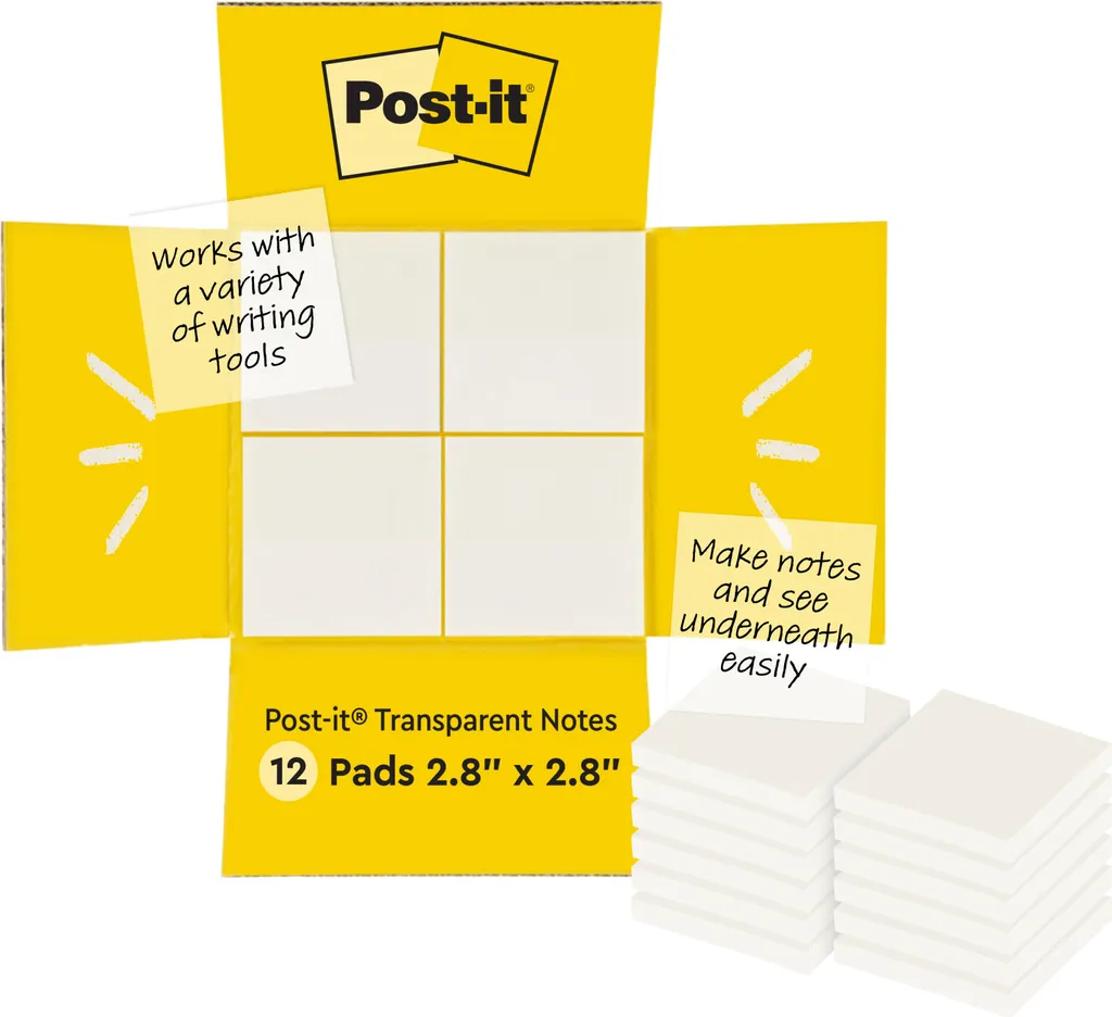 Post-it® Transparent Notes notes adhésives transparentes 73x73mm 12p - 2