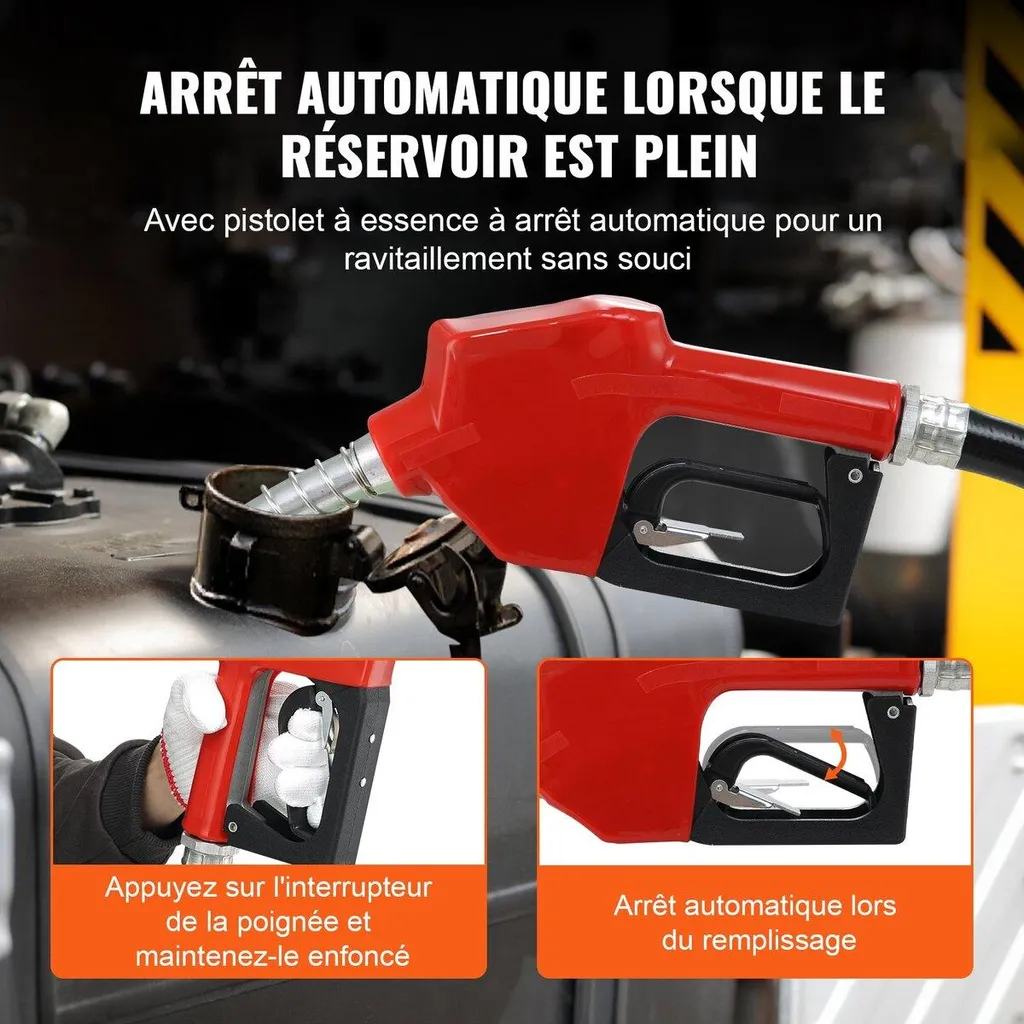 Pompa di trasferimento carburante, 12 V CC, 10 GPM, prevalenza 26,2 piedi, kit pompa elettrica portatile per trasferimento diesel con ugello di spegnimento automatico, tubo di mandata e aspirazione per diesel, cherosene, olio per trasformatori - 4