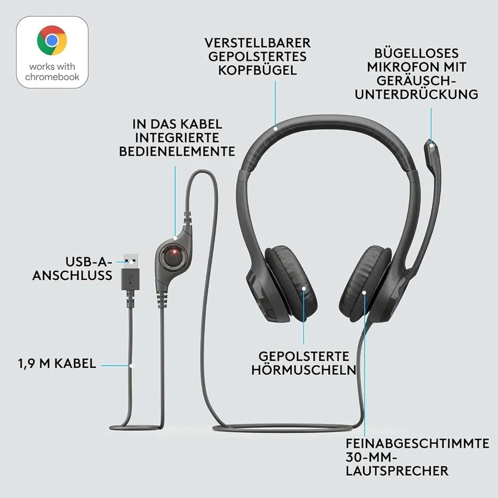 Logitech H390 Casque avec Micro Réducteur de Bruit et Commandes sur Câble - 19