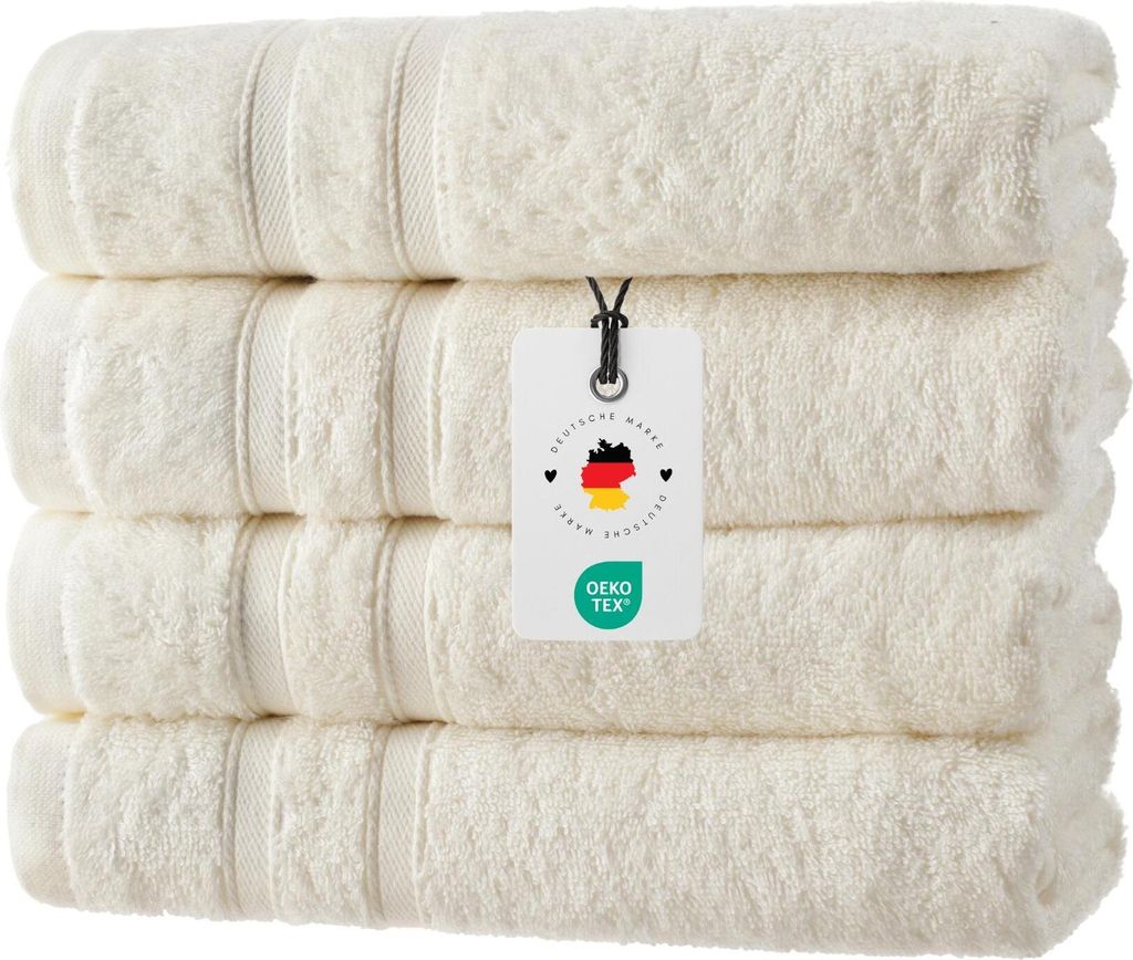 Handtücher 50x100 cm im 4er Set - 450g/m2, Handtuch Natur