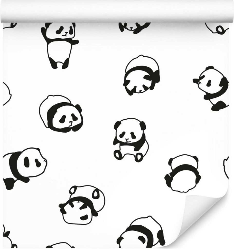 10m VLIES TAPETE Rolle Kinderzimmer Tiere Frühliche Pandas Natur Gemalt XXL