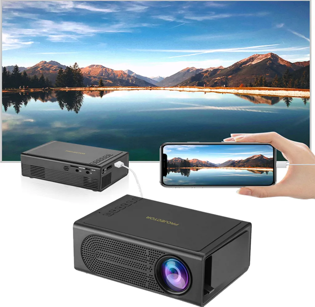 Vidéoprojecteur de Poche pour Cinéma Maison et Jeux Smartphone Noir HD