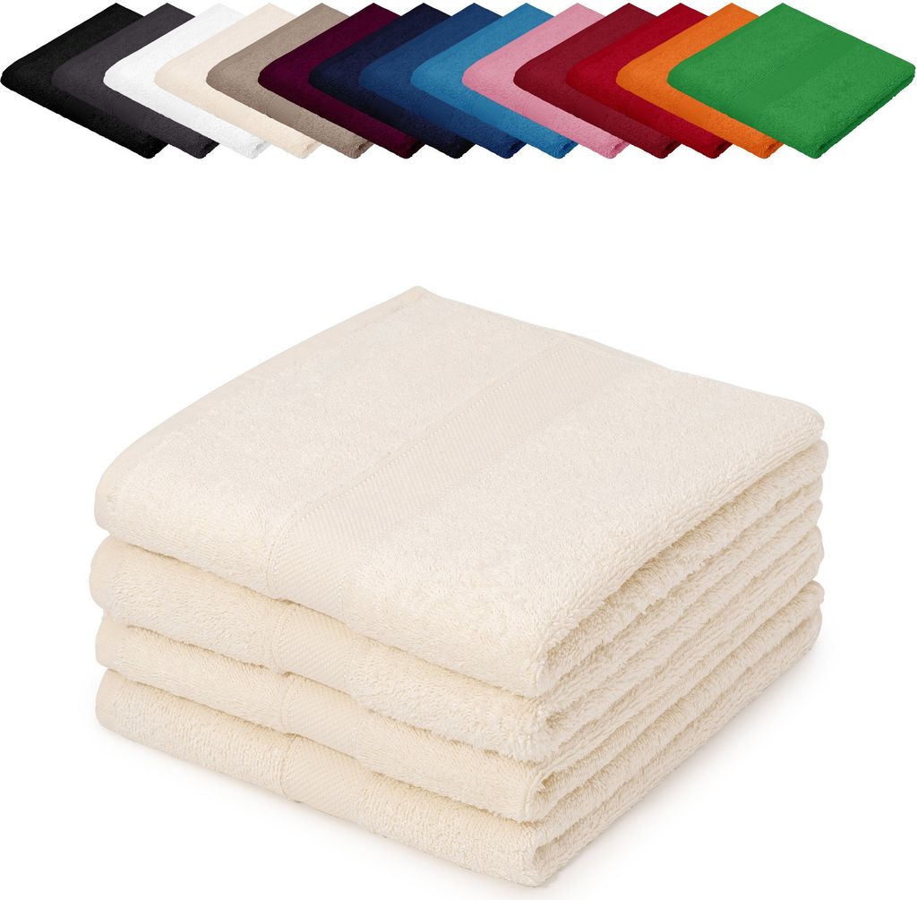 4er PACK Gästetücher 30x50 cm Gästehandtücher Kinderhandtücher Babyhandtücher 100% Baumwolle, Farbe: Creme