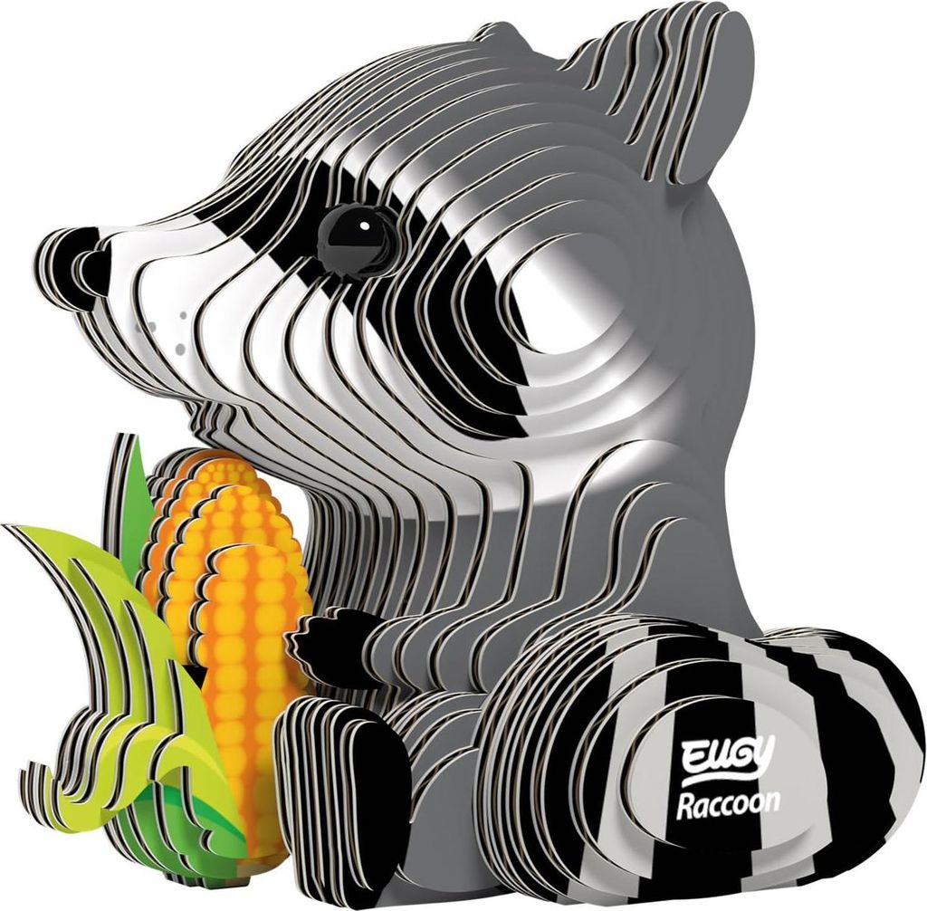 EUGY 3D Bastelset Waschbär (Miniatur-Tierfigur, aus Wellkarton) 650103