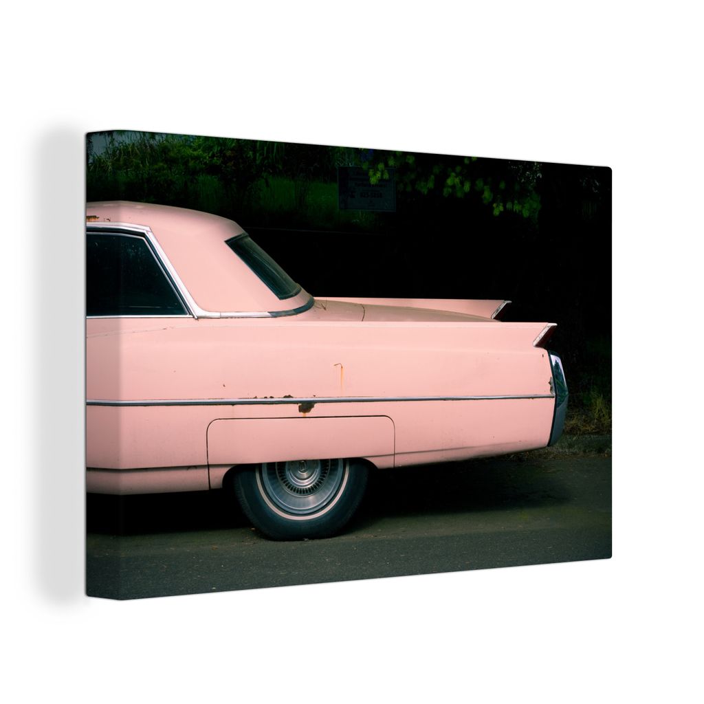 OneMillionCanvasses - Leinwandbilder - 140x90 cm, Rückansicht eines Oldtimers, Wandbilder Kunstdruck Wanddekoration