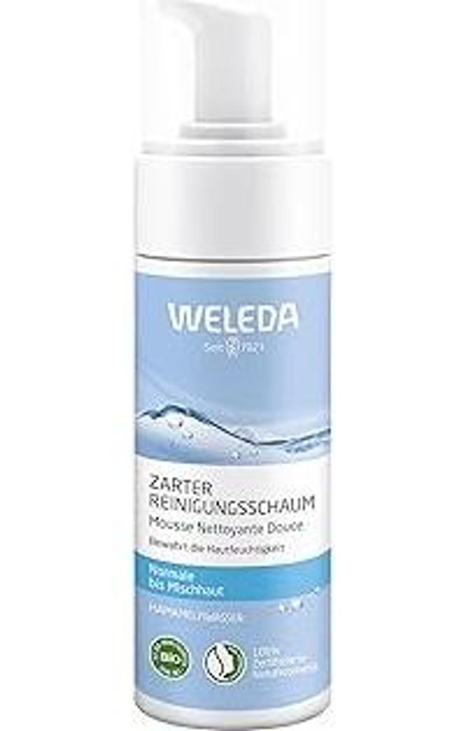 WELEDA Bio Zarter Reinigungsschaum, Naturkosmetik Gesichtsreinigung zur porentiefen Reinigung für normale und Mischhaut, Pflegeschaum gegen unrein...