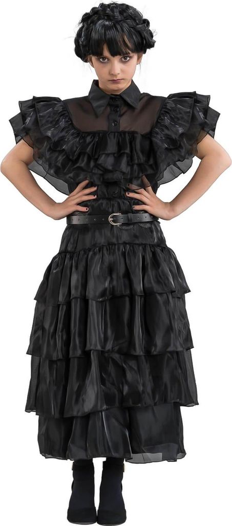 Wednesday Addams Family Kleid Kinder Faschingskostüm Kindergröße: 146-152