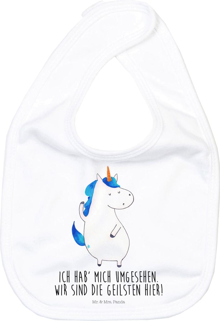 Mr. & Mrs. Panda Schlabberlatz Einhorn Mann - Weiß - Geschenk, Sabber Lätzchen, Familie, Beste, Sabberlätzchen, Unicorn, Einhörner, Für Babys,...
