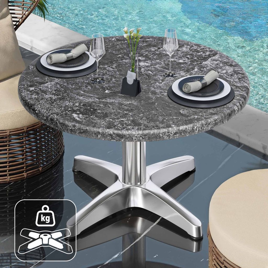 WBC | Jamaika Loungetisch | Ø:H 70 x 40 cm | Felsen / Aluminium | Zusatzgewicht | Bistro Loungetisch Gastro Tisch