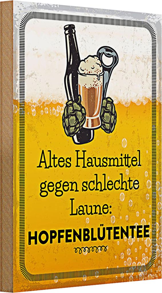 Holzschild 20x30cm Altes Hausmittel Hopfenblütentee