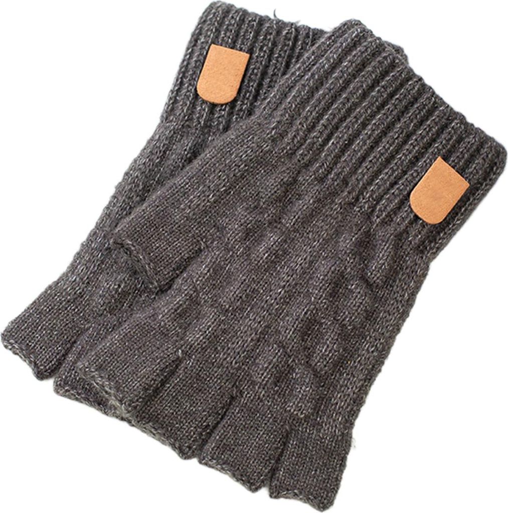 Halbfinger-Strickhandschuhe aus Alpakawolle, warm, verdickt, für Herren und Damen, Herbst und Winter, mit offenem Finger, Kälteschutz