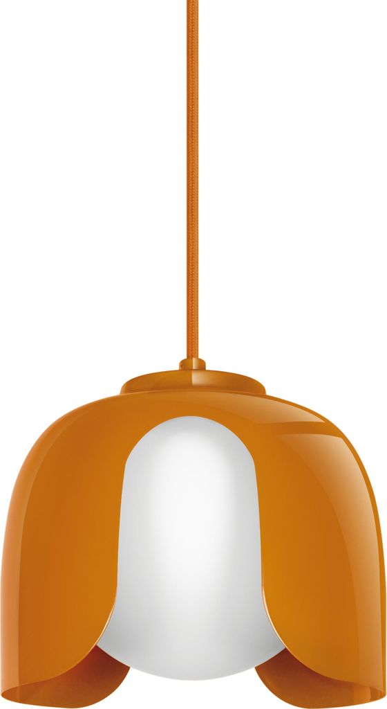 OSRAM Decor Corolle Pendelleuchte, Orange Metall Glas, E27 Fassung, Textilkabel, 200mm, Retro-Style