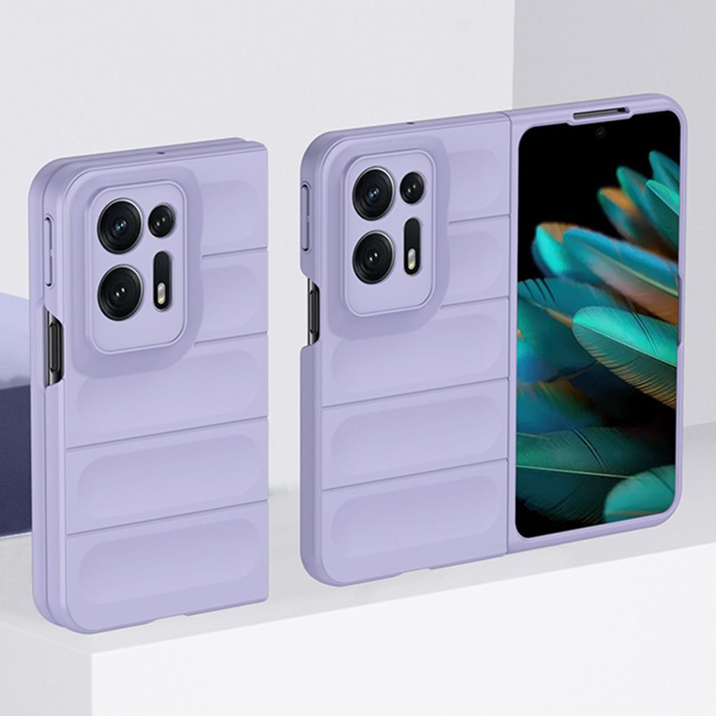 Oppo Find N2 Hülle, Silikon Gummiert Stossfest Anti-rutsch Schutzhülle für Oppo Find N2 Lila