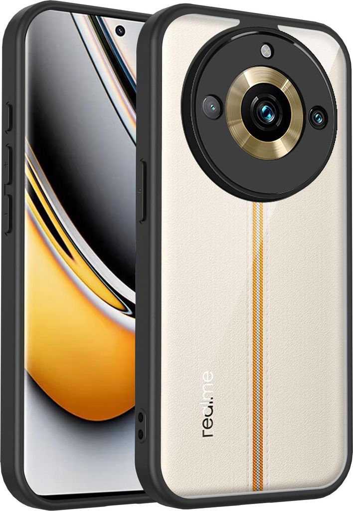 Hülle für Realme 11 Pro/Realme 11 Pro Plus Transparente Rückseite TPU Bumper Stoßfest Handyhülle Schwarz