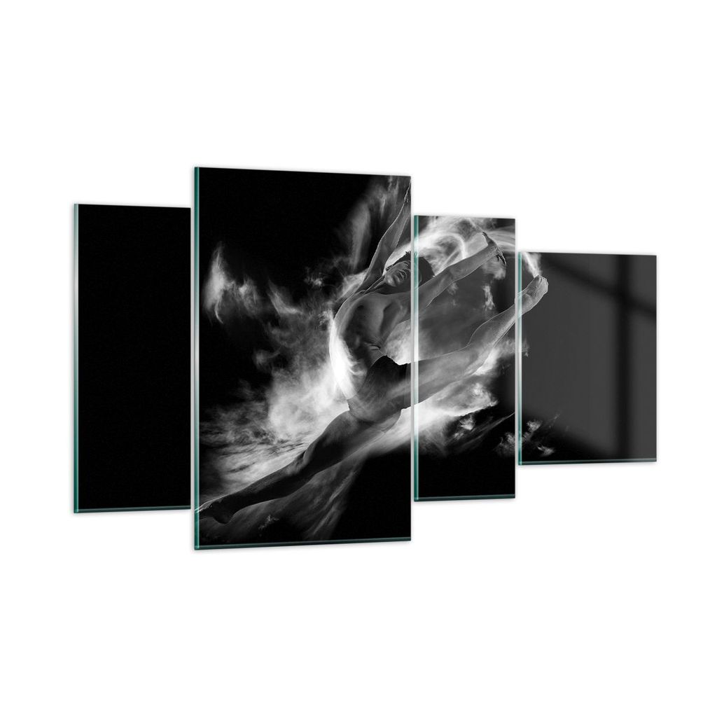 Bilder auf glas - 4 Teile - Tanz Mann spring - 120x70cm - Glasbilder - Wandbilder - Bilder - zum Aufhängen bereit - Wanddekoration aus Glas - Glas...