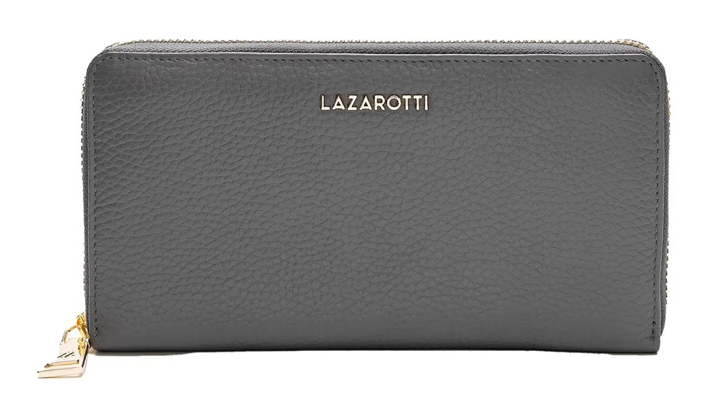 Lazarotti Bologna Portafoglio Zip Pelle Grigio 16 Scomparti