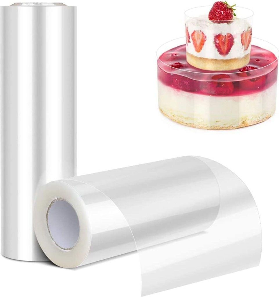 Transparent Acetat Rolle, 2 Rolle Torten Folie Tortenrandfolie Kuchen Kragen Kuchen Halsbänder Mousse für Backen Kuchen Torte Schokolade Mousse D...