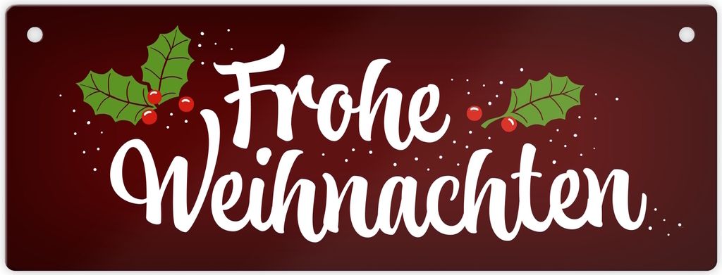 Frohe Weihnachten Metallschild XL mit Beeren und Blätter Motiv