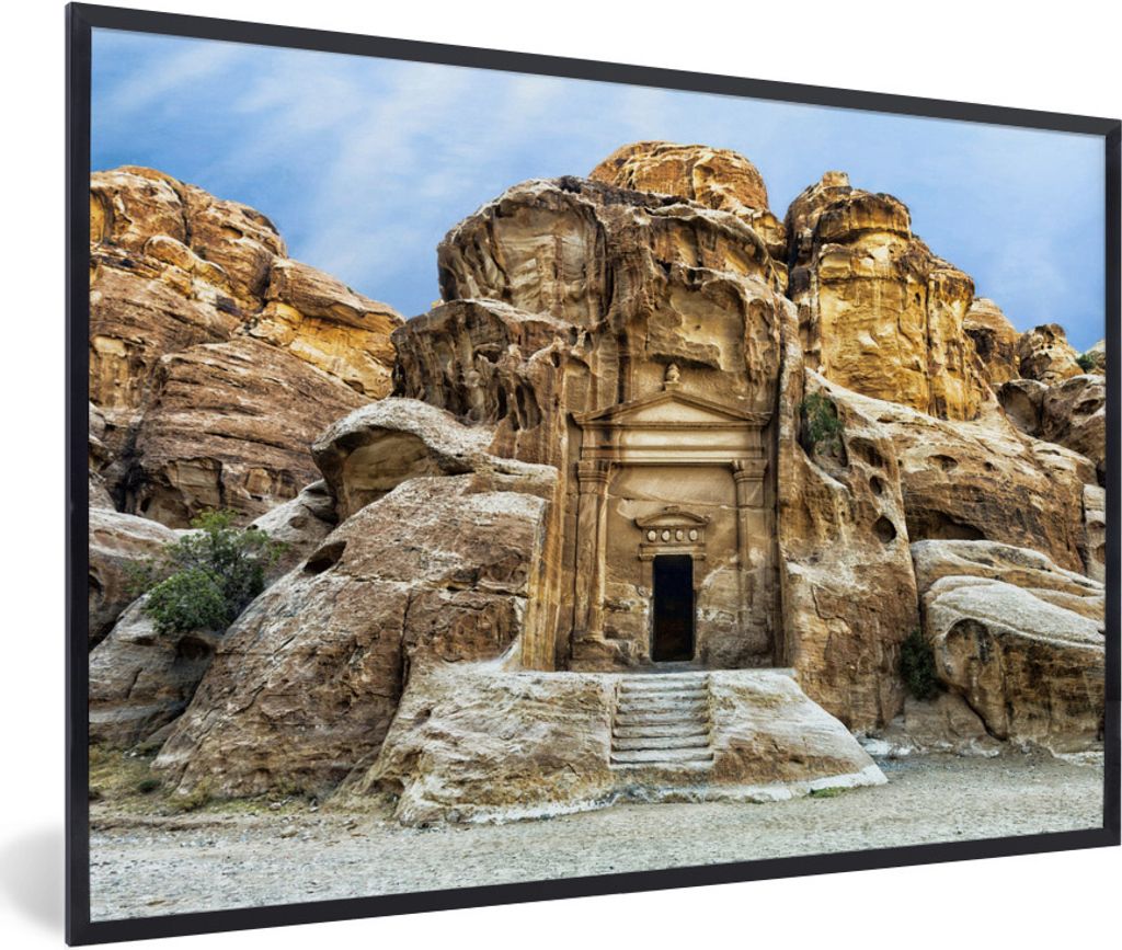 MuchoWow Gerahmtes Poster Tempel in Petra Jordanien 90x60 cm - Poster mit Schwarzem Bilderrahmen Wandposter Rahmen Foto Bilder - Fotorahmen - Fot...