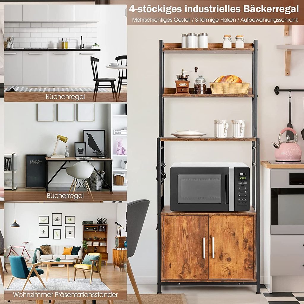 COSTWAY Kuchyňský regál s úložnou skříňkou, regál na pečení Obrázek produktu 3